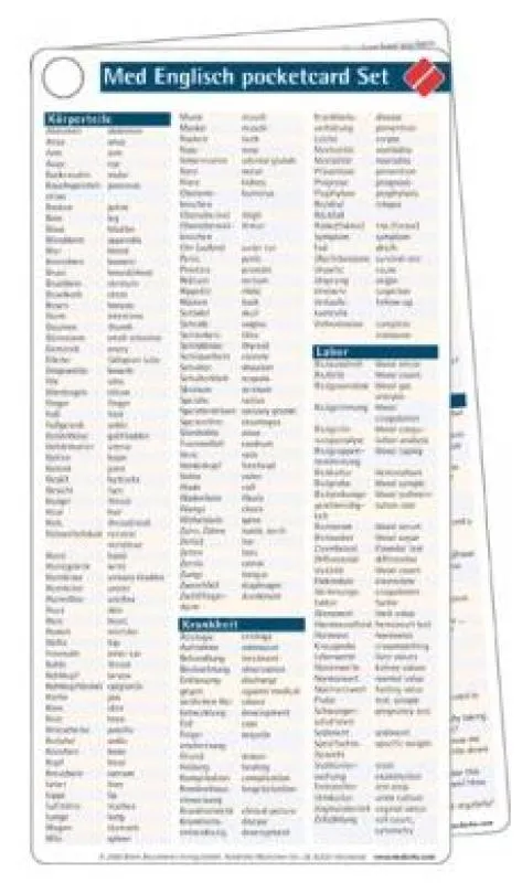 Medizinisches Englisch pocketcard Set