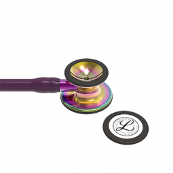3M™ Littmann® Cardiology IV - High Polish Rainbow / pflaumenfarbener Schlauch, violetter Schlauchanschluss & Schwarze Ohrbügel